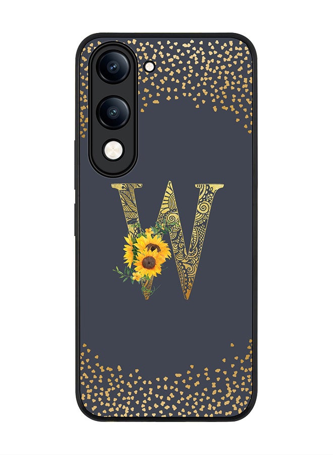 For vivo Y04 / Y29t 5G Case,Slim fit Camera Protection, Shockproof Thin Phone cover  - Custom Floral Monogram - W  (Grey )